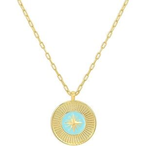 Gorjana Gold and Blue Pendant Compass Necklace